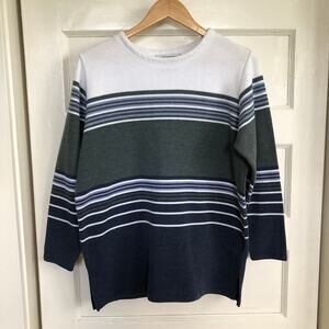 Vintage Dress Barn Women’s M Tunic Sweater Tunic Green & Navy Stripe 90s Coastal